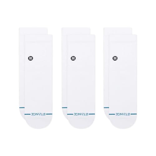 Stance Icon Quarter Socks 3-Pack, White, Large - Image 1