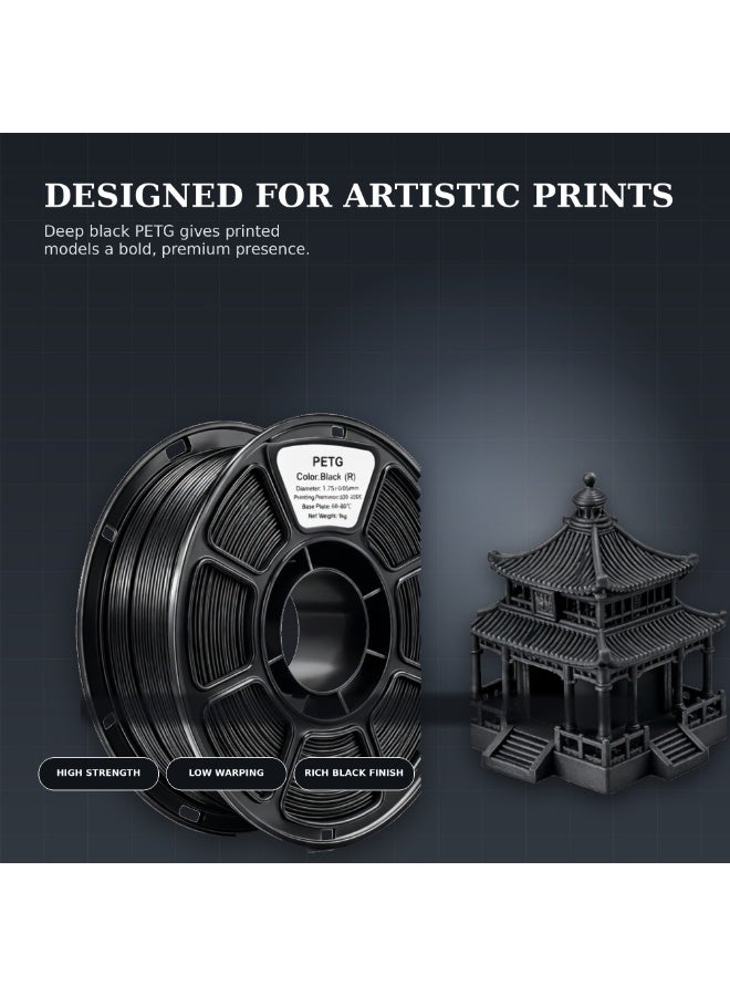 Mordely Petg 3D Printer Filament 1.75Mm 1Kg - Black