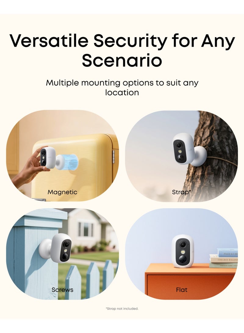 eufy Security eufyCam C35, Wireless Security Camera, Outdoor and Indoor, Magnetic Mount, Colour Night Vision, Subscription-Free On-Device Storage, IP67, Supports Solar Panel, White - Image 2