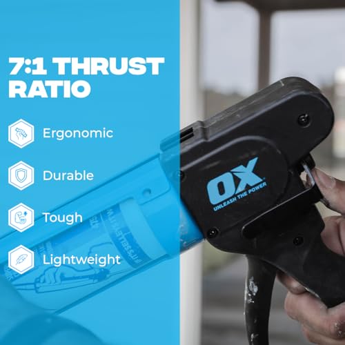 OX Tools Rodless Caulk Gun - 7:1 Thrust Ratio, Foldable Belt Clip, Patented Design, Compact for Tight Spaces, Reinforced Carriage, Glass Filled Nylon Handle, 13 1/2" Length, 10 oz Capacity… - Image 5