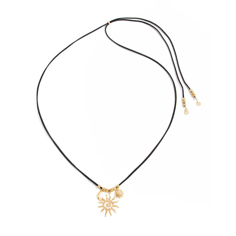 SHIXIN European and American Cross-Border Fashion Hollow Sun Pendant Necklace - INS Style Adjustable Clavicle Chain - Image 5