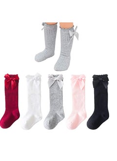 Baby Stockings 5 Pairs Knee Tall Socks Newborn Baby Toddler Girl Tube Frill Uniform Stockings