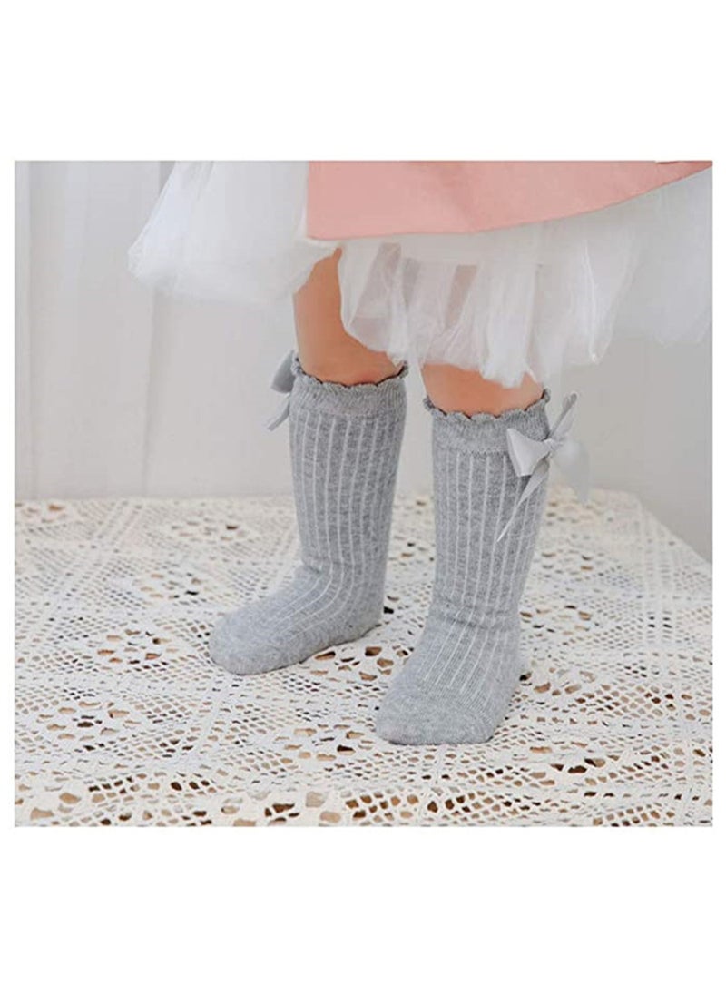 SYOSI - Baby Stockings 5 Pairs Knee Tall Socks Newborn Baby Toddler Girl Tube Frill Uniform Stockings - Image 1