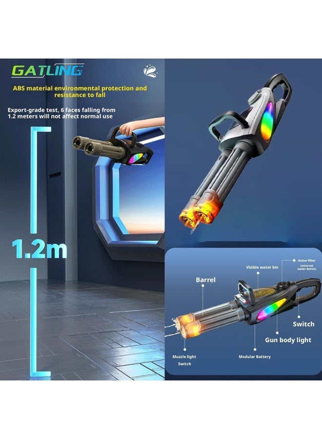 Electric Rotary Water Gun – Dual Barrel Design, LED Light, Modular Battery, 420ml Tank, External Bottle Compatible – Powerful Outdoor Toy for Kids & Adults - Image 2