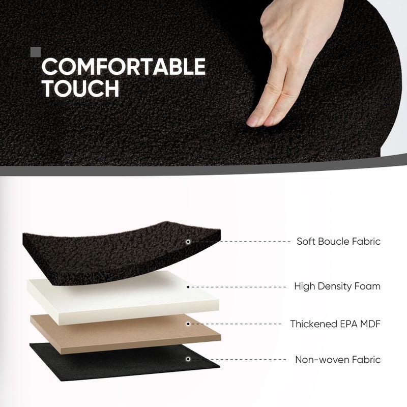 B FSOBEIIALEO Ottoman with Storage for Living Room, Sherpa Folding Storage Ottoman Foot Rest, 43.3 Inches Collapsible Bedroom Bench Black - Image 2