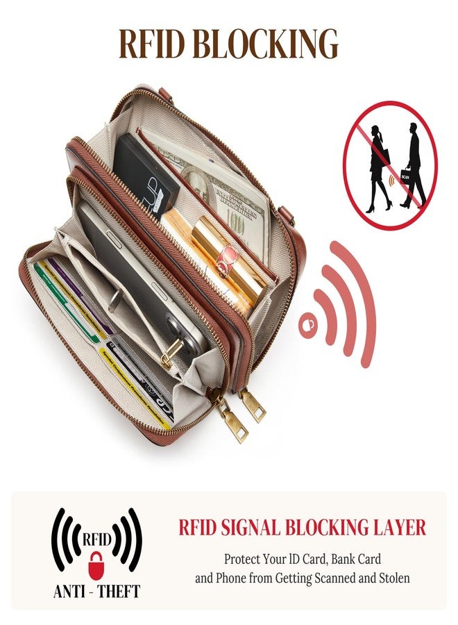 إس-زون حقائب كروس بودي من إس-زون للنساء، مزودة بتقنية RFID، محافظ يد، حقائب يد من الجلد النباتي، جيوب متعددة، فتحات للبطاقات بسحاب - Image 5