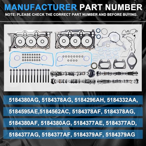 DOFOCH 3.6 Camshaft with Head Gasket kit for Jeep Grand Cherokee/Wrangler, for Dodge Charger/Durango/Challenger, for Ram 1500, for Chrysler 200/300, 2011-2016 3.6L V6 Pentastar - Image 4