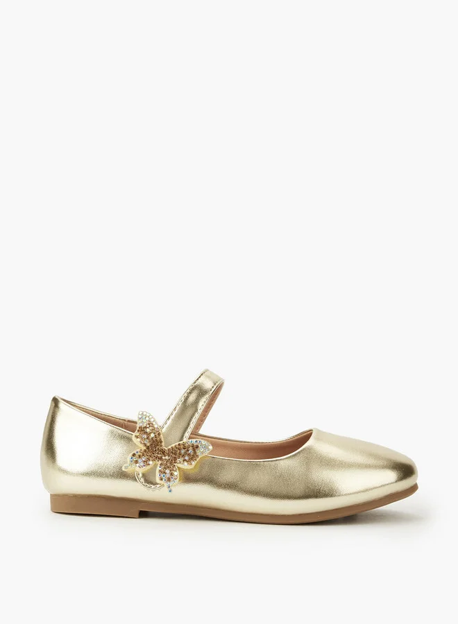 Flora Bella By Shoexpress Girls Butterfly Accent Ballerina Shoes