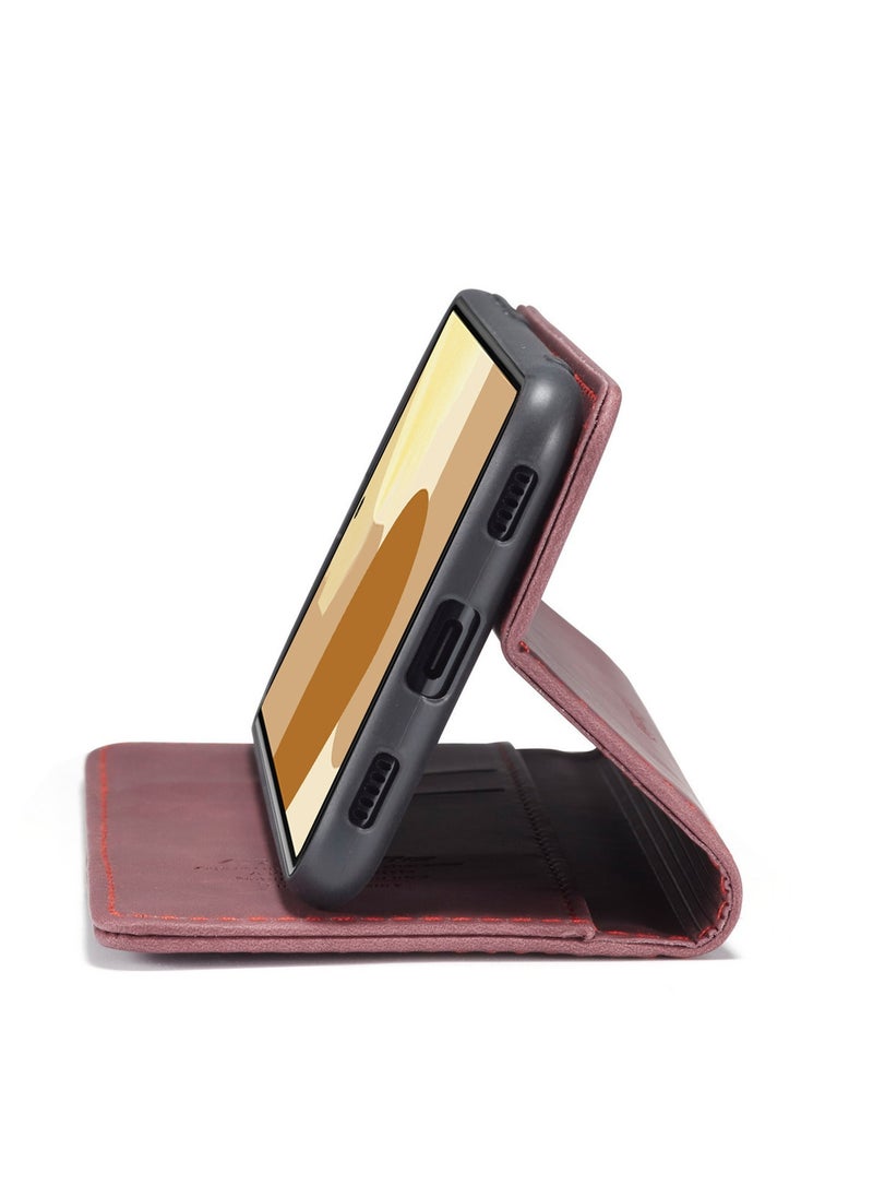 CaseMe - CaseMe Google Pixel 6 Pro Case Wallet, for Google Pixel 6 Pro Wallet Case Book Folding Flip Folio Case with Magnetic Kickstand Card Slots Protective Cover - Wine - Image 1