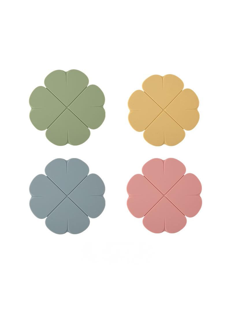 4pcs insulation mat, dining table mat, cup mat, meal mat, silicone household anti slip and anti scalding pot mat 