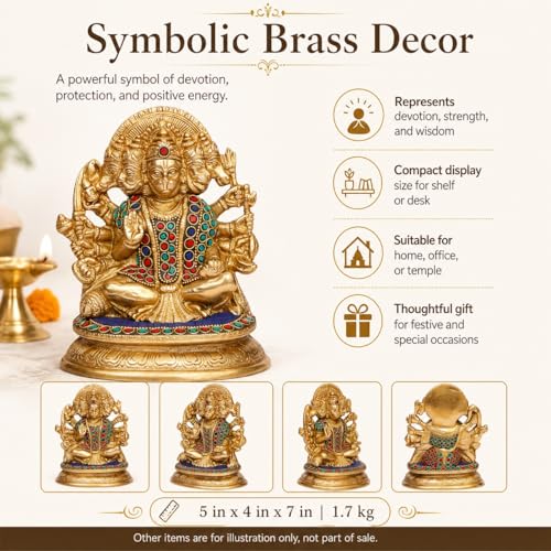 Kartique Brass Panchmukhi Hanuman Multicolor Height 7 Inch - Image 2