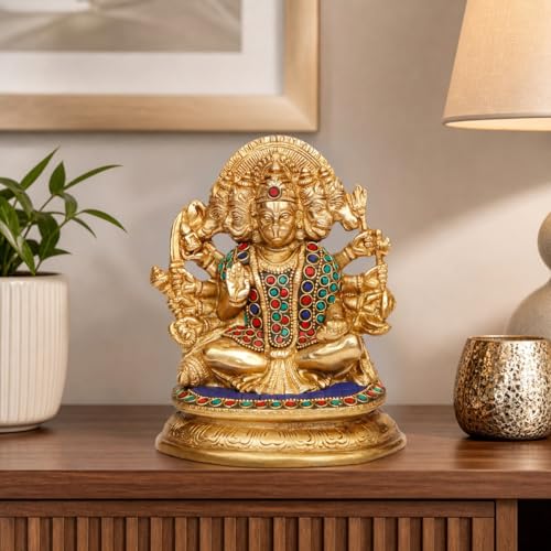 Kartique Brass Panchmukhi Hanuman Multicolor Height 7 Inch - Image 4