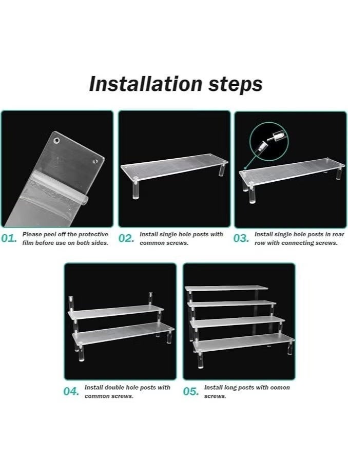 أخبار حامل عرض أكريليك، رف عرض أكريليك بأربعة مستويات، حامل عرض متعدد المستويات، حوامل صغيرة، طاولات وخزائن، ديكور ومنظم، رفوف حلويات للحفلات، منظم مكياج، حامل من حجر الكريستال للزينة - Image 5