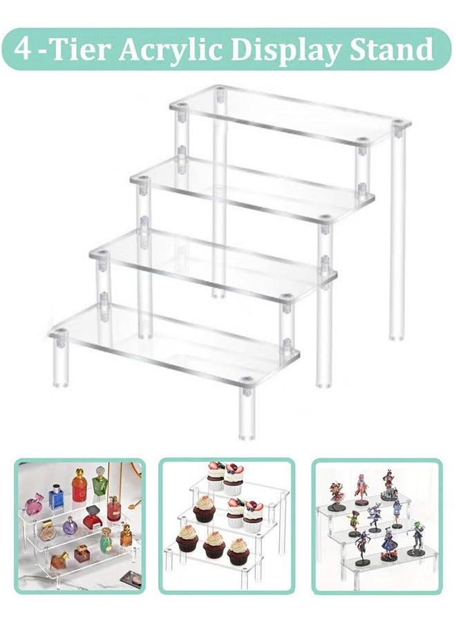 أخبار حامل عرض أكريليك، رف عرض أكريليك بأربعة مستويات، حامل عرض متعدد المستويات، حوامل صغيرة، طاولات وخزائن، ديكور ومنظم، رفوف حلويات للحفلات، منظم مكياج، حامل من حجر الكريستال للزينة - Image 1