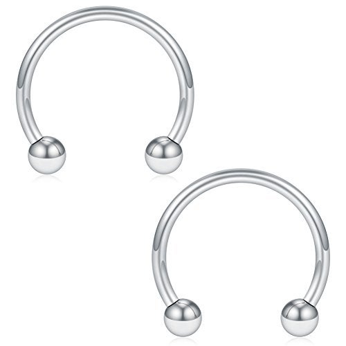SCERRING 8PCS 16G Stainless Steel Nose Septum Horseshoe Earring Eyebrow Septum Lip Helix Tragus Cartilage Piercing Ring 6mm,8mm,10mm,12mm - Silver - Image 3