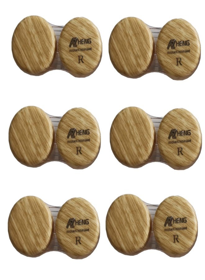 MUDOR 6 Pack Wood Grain Contact Lens Case, Contact Lens Box Holder Container Soak Storage Kit, Mini Contact Lens Travel Case with Leak-Proof Packaging,Wood color - Image 1