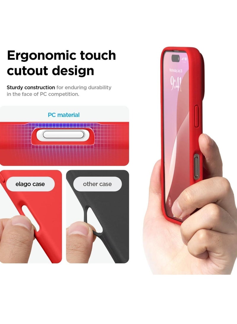 Raxoom Full Body Protection Case for iPhone 16 Pro - Shockproof, Slim Design with Anti-Scratch Microfiber Lining - Bold Red - Image 4