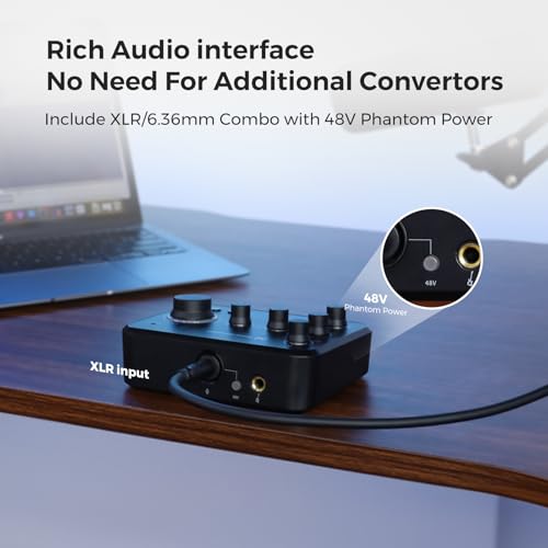 NearStream Audio Interface for Recording, Streaming, Podcasting, Rechargeable Audio Mixer with Pro-preamp, 8 Channel, XLR, 48V Phantom Power, Line & DI Inputs, Bluetooth, for PC & Smartphone (AMIX20B) - Image 3