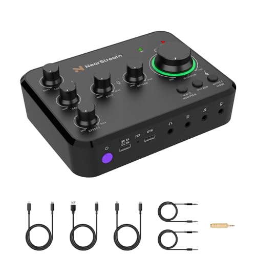 NearStream Audio Interface for Recording, Streaming, Podcasting, Rechargeable Audio Mixer with Pro-preamp, 8 Channel, XLR, 48V Phantom Power, Line & DI Inputs, Bluetooth, for PC & Smartphone (AMIX20B) - Image 1