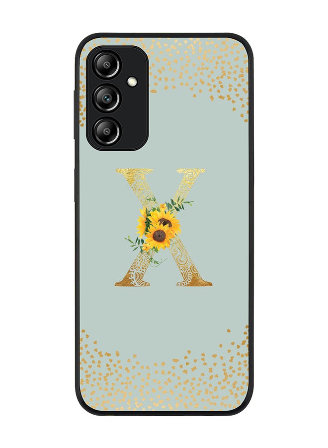 Stylizedd Rugged Black edge case for Samsung Galaxy A24 4G Slim fit Soft Case Flexible Rubber Edges Anti Drop TPU Gel Thin Cover - Custom Monogram Initial Floral Pattern Alphabet - X - Light Grey - Image 1