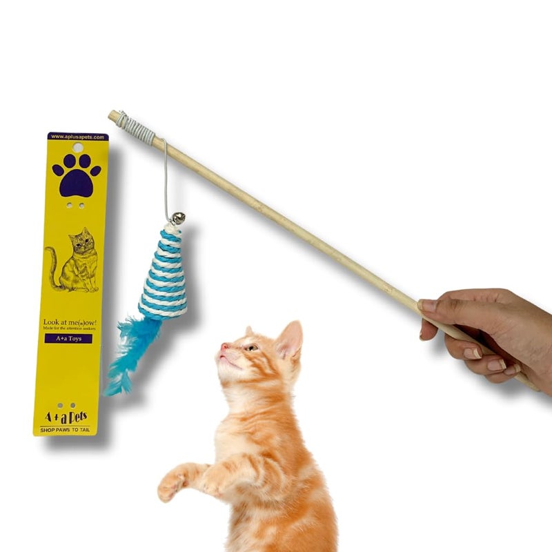A+a Pets ' Pack of 2 Cat Wand Teaser Interactive Toy for Cats, Puppies, and Small Animals Mouse & Cone (Set of 2) - Image 5