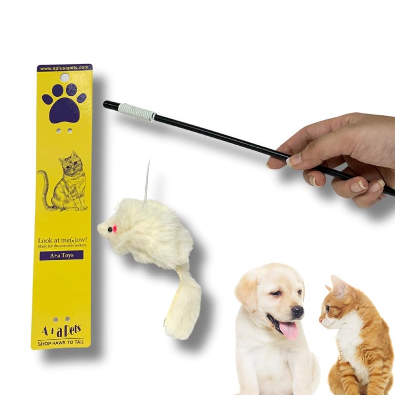 A+a Pets ' Pack of 2 Cat Wand Teaser Interactive Toy for Cats, Puppies, and Small Animals Mouse & Cone (Set of 2) - Image 3