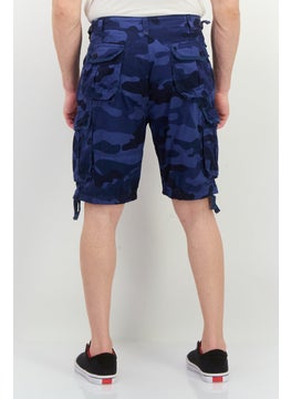CROSSHATCH Men Camouflage Cargo Shorts, Blue Camo  - Image 3