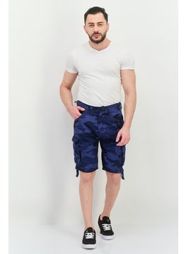 CROSSHATCH Men Camouflage Cargo Shorts, Blue Camo  - Image 4