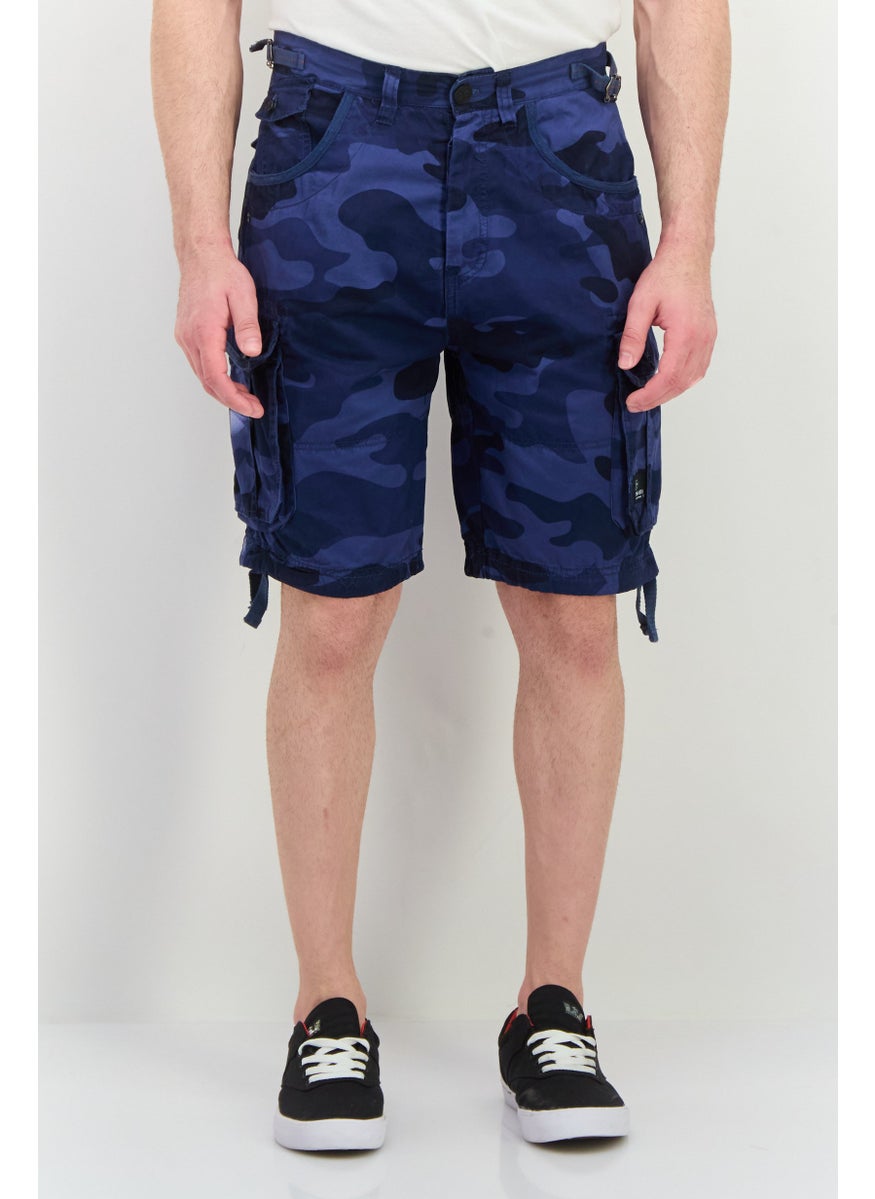 CROSSHATCH Men Camouflage Cargo Shorts, Blue Camo  - Image 1