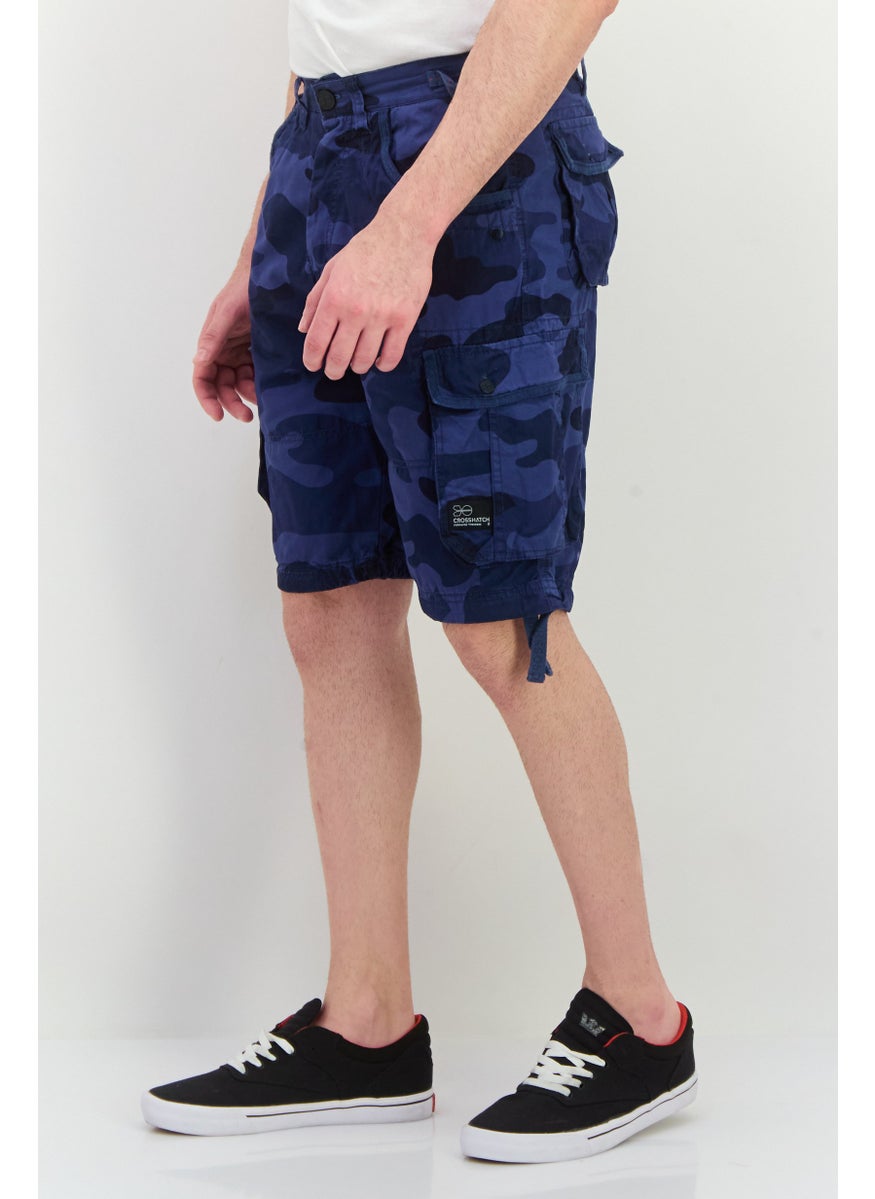 CROSSHATCH Men Camouflage Cargo Shorts, Blue Camo  - Image 2