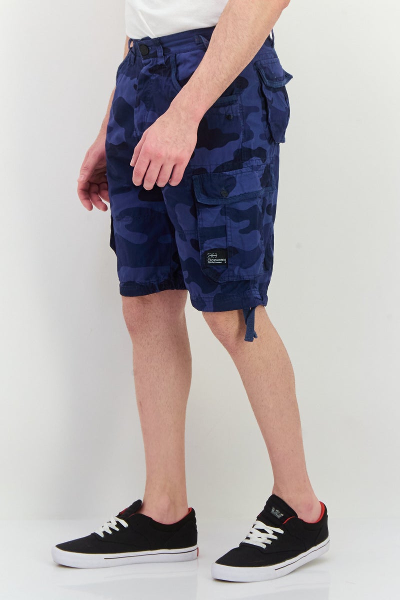 CROSSHATCH Men Camouflage Cargo Shorts, Blue Camo - Image 4