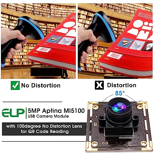 ELP 5mp Wide Angle USB Camera Module for Computer and Raspberry Pi Mini UVC USB2.0 PC Camera 100degree Low Distortion Webcam Board MI5100 Lightburn Camera Laser Engraver Camera for Laptop Jetson Nano - Image 3