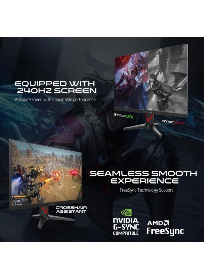 GAMEON 27 Inch QHD Gaming Monitor 2560x1440 Fast IPS 240Hz Overclock 0.5ms MPRT HDR400 FreeSync G-Sync Compatible HDMI 2.1 DisplayPort PC & Console Ready Black black - Image 3