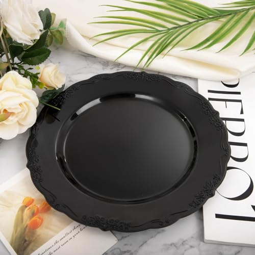 DaYammi 60PCS Black Plastic Plates, Heavy Duty Black Disposable Plates Premium 10inch Dinner Platos Hard Plastic Platos Disposable for Party and Wedding Bridal Shower - Image 4