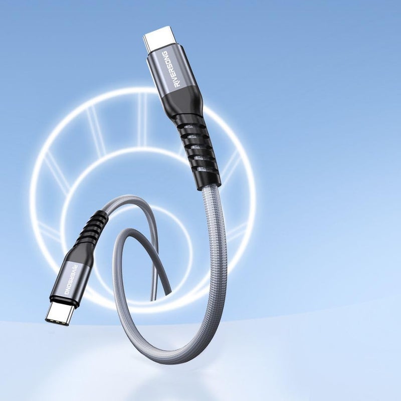 RIVERSONG Hercules C6 USB-C to USB-C 100W PD Fast Charging Cable, 480 Mbps Data Transfer, Braided Wire, Durable Type-C Charger Cord for Laptop, Tablets & Smartphones, 1.2 Meter - Image 5