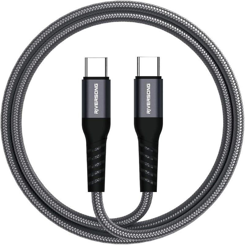 RIVERSONG Hercules C6 USB-C to USB-C 100W PD Fast Charging Cable, 480 Mbps Data Transfer, Braided Wire, Durable Type-C Charger Cord for Laptop, Tablets & Smartphones, 1.2 Meter - Image 1