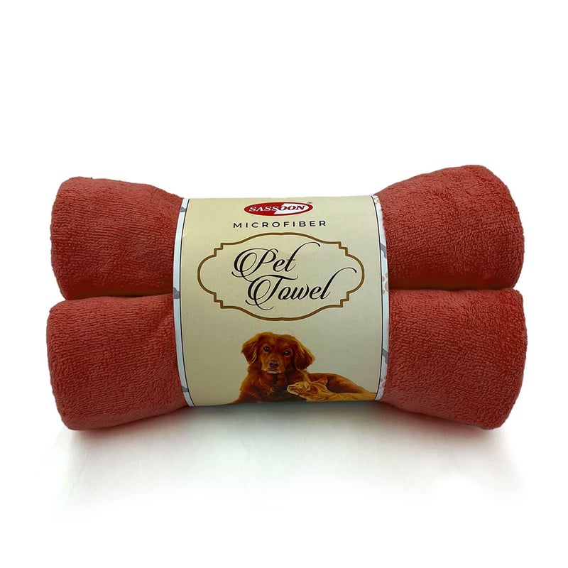 Sassoon Large Pet Towels Ultra Soft Microfiber Quick Drying Machine Washable Colour Rust Pack of 1 - Image 2