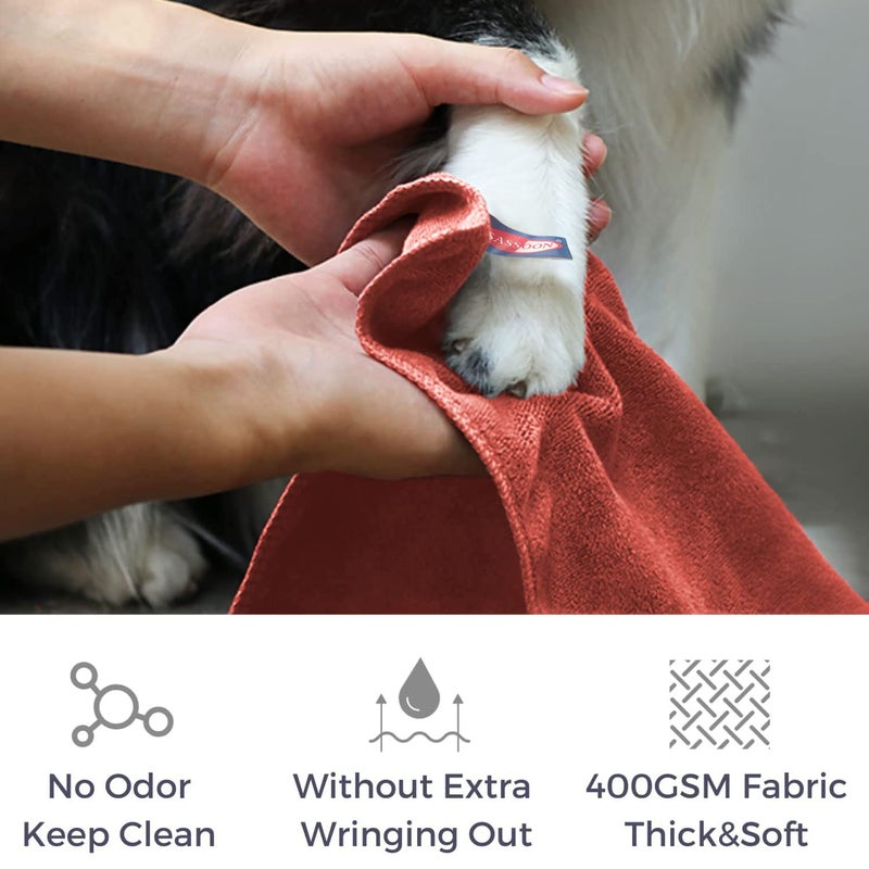 Sassoon Large Pet Towels Ultra Soft Microfiber Quick Drying Machine Washable Colour Rust Pack of 1 - Image 4