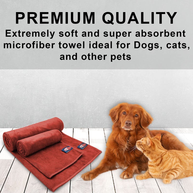 Sassoon Large Pet Towels Ultra Soft Microfiber Quick Drying Machine Washable Colour Rust Pack of 1 - Image 3