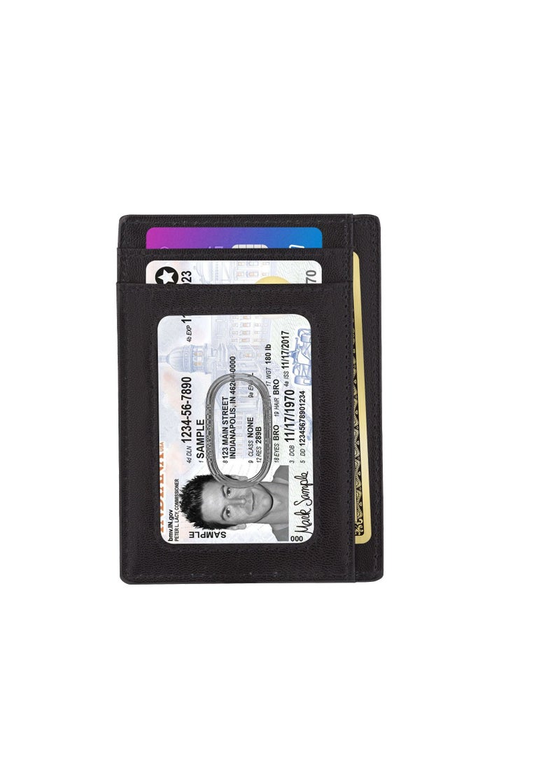 سكينزبي حافظة بطاقات للرجال والنساء من الجلد الطبيعي ومحمية بتقنية RFID باللون الأسود  - Image 3