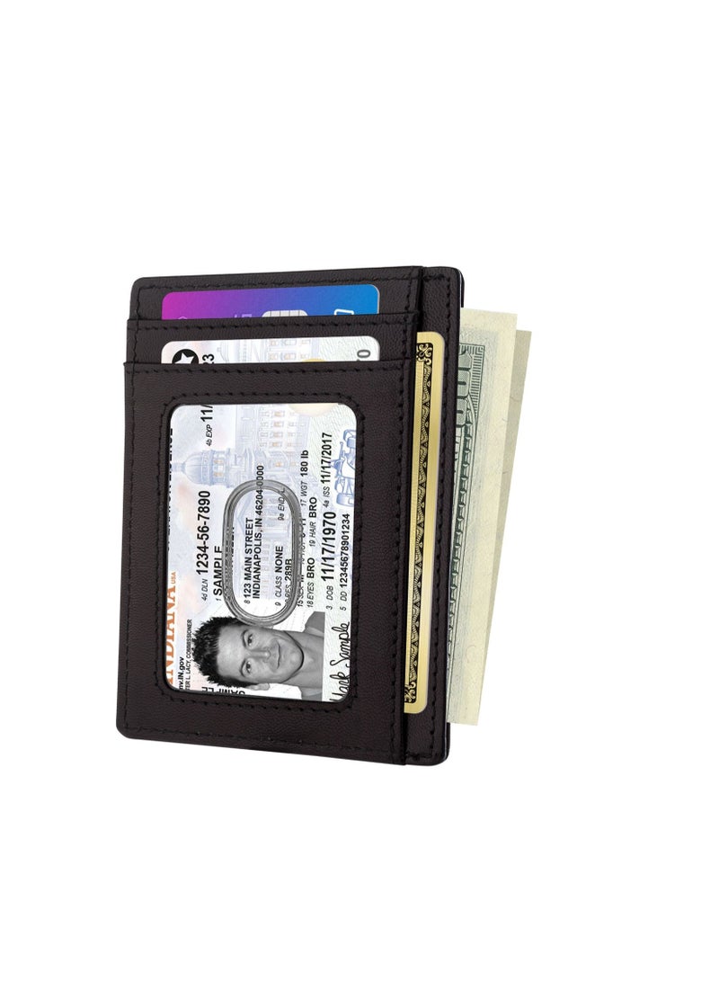 سكينزبي حافظة بطاقات للرجال والنساء من الجلد الطبيعي ومحمية بتقنية RFID باللون الأسود  - Image 2