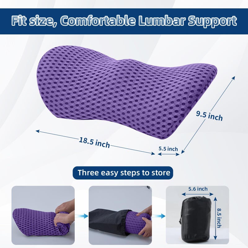 Memory Foam Lumbar Support Pillow for Office Chair, Car Seat, and Travel, Breathable Ergonomic Back Pillow with 4D Mesh Cover - Image 5
