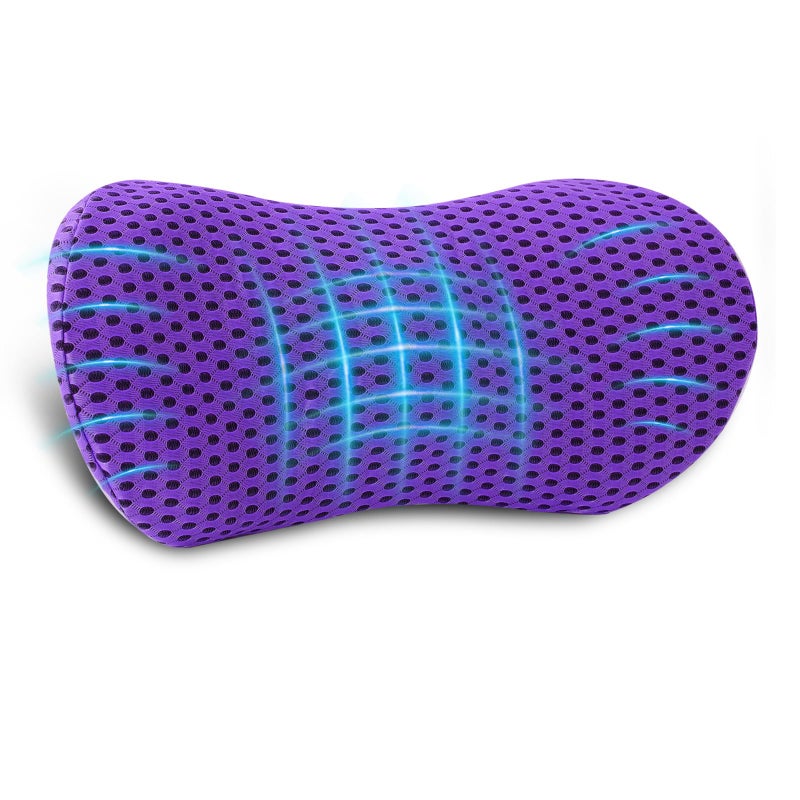 Memory Foam Lumbar Support Pillow for Office Chair, Car Seat, and Travel, Breathable Ergonomic Back Pillow with 4D Mesh Cover - Image 1