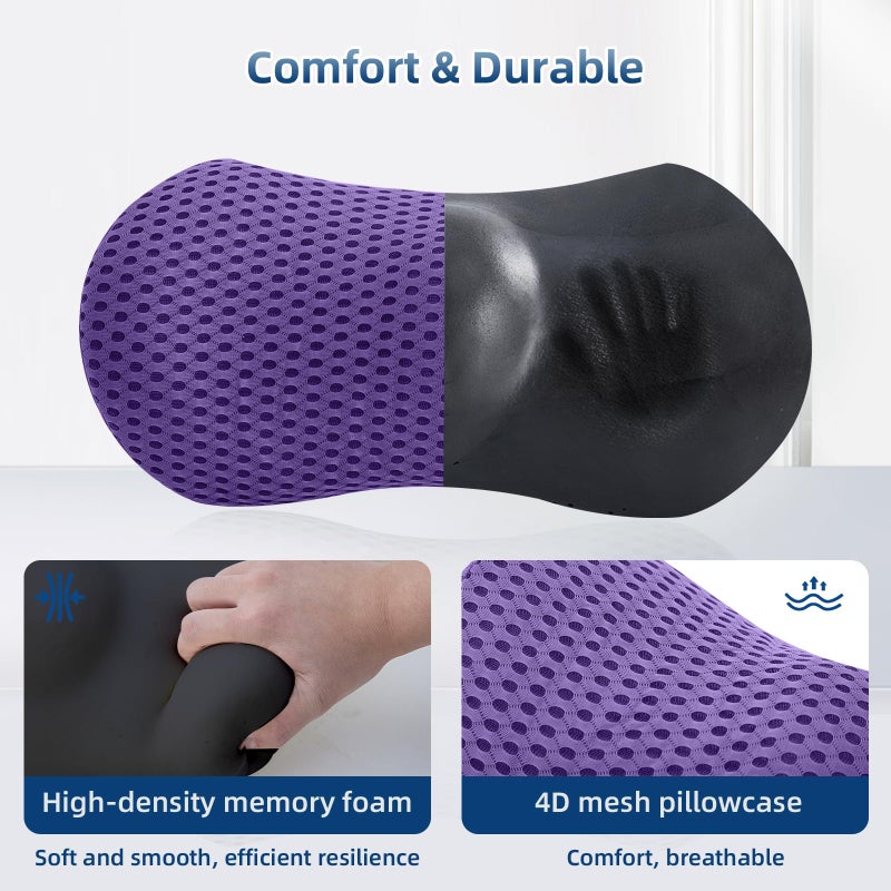 Memory Foam Lumbar Support Pillow for Office Chair, Car Seat, and Travel, Breathable Ergonomic Back Pillow with 4D Mesh Cover - Image 3