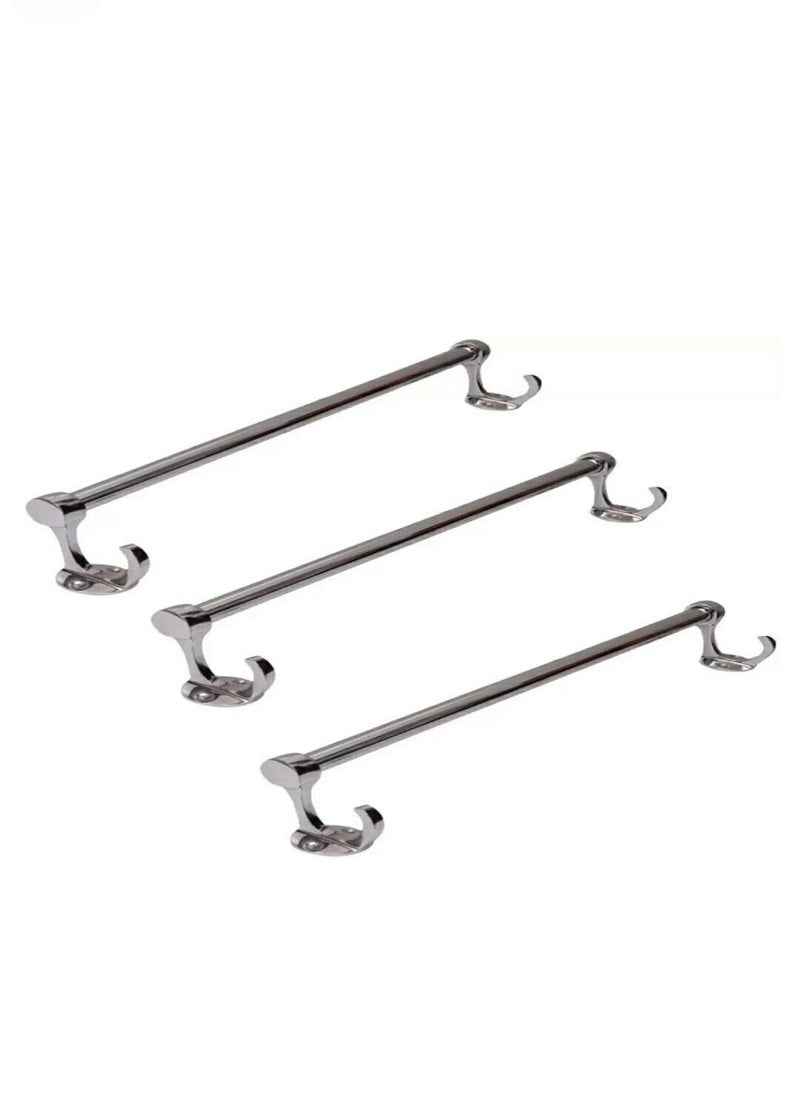 deeplax Stainless steels ALM Hook bathrooms Towel Holder/Rod/Stand/Hanger/Rail/bar Robe/Rack/Bathroom Accessories/Chrome Finish 24 inches (2 feet) Set of 3 pcs