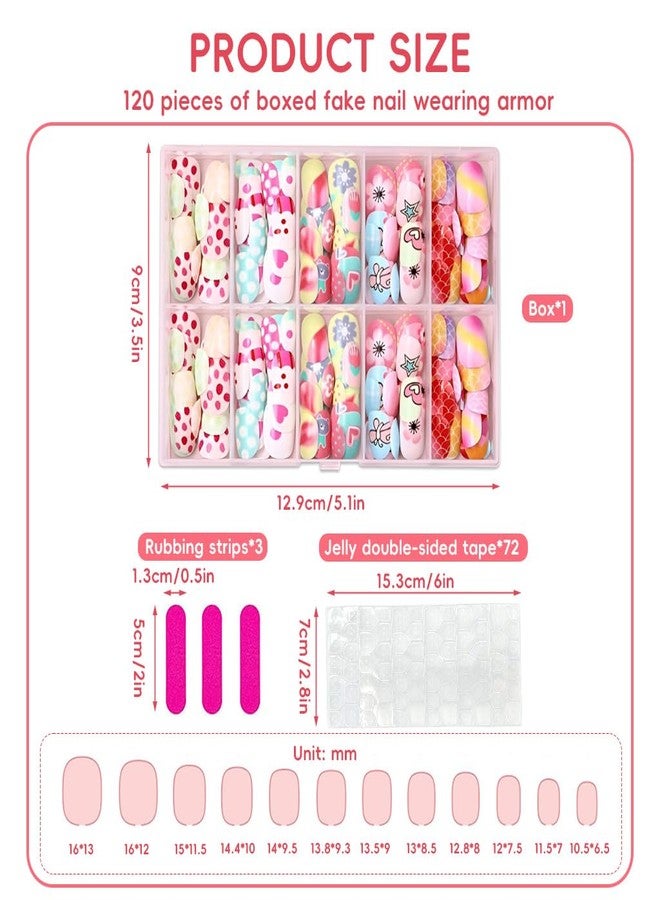 MAYCREATE® 120PCS Press on Nails for Kids Fake Nails Full Cover Glitter Gradient Color Nail Tips for Children Little Girls Nail Decoration Christmas Easter Gifts Gradient Series - Image 2