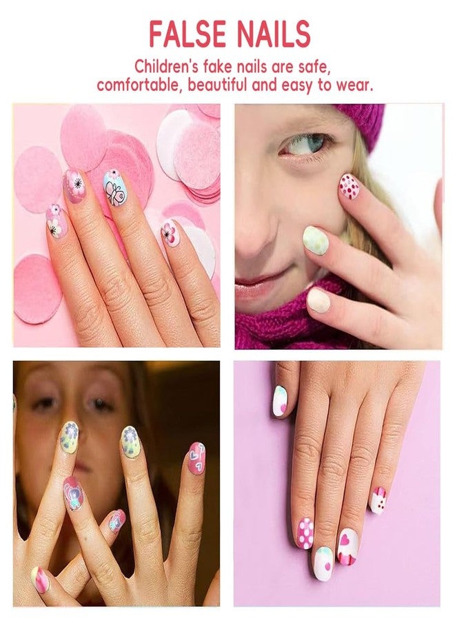 MAYCREATE® 120PCS Press on Nails for Kids Fake Nails Full Cover Glitter Gradient Color Nail Tips for Children Little Girls Nail Decoration Christmas Easter Gifts Gradient Series - Image 5