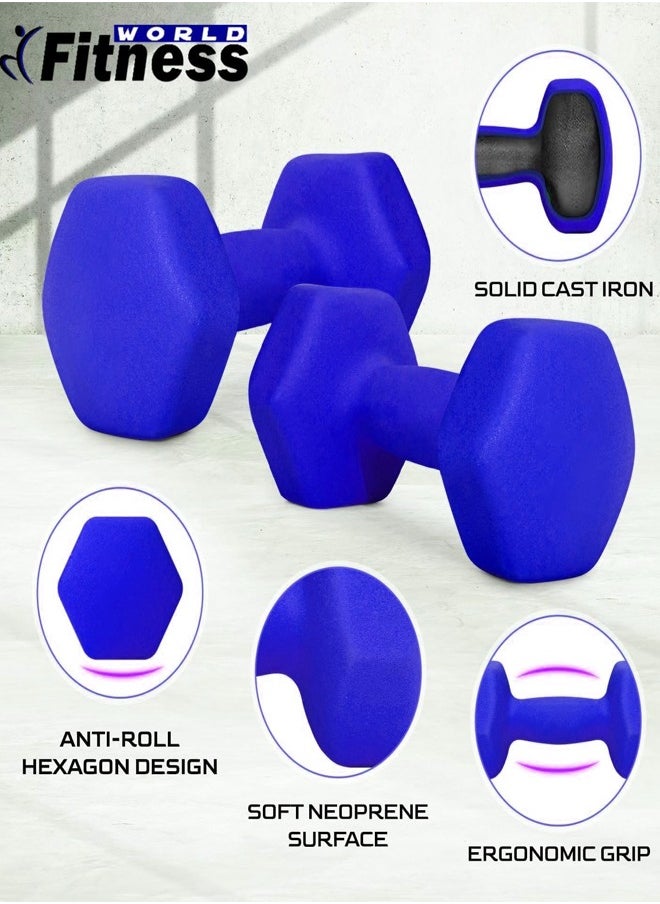 Fitness World Small hexagonal dumbbell set of two pieces weighing 0.5 kg each 11x5x5cm  - Image 3
