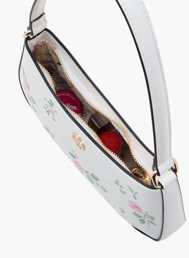 Women's Floral Print Shoulder Bag with Zip Closure