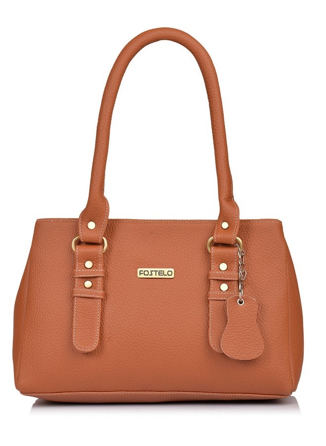 Fostelo Fostelo Women's Vegan Leather Riverside Handbags Shoulder Hobo Bag Ladies Purse (Tan) (Large)  - Image 1